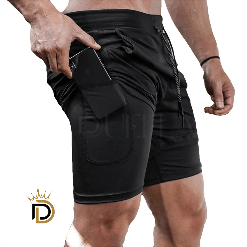 DoubleFit Shorts de Ginástica Masculino 2 EM 1