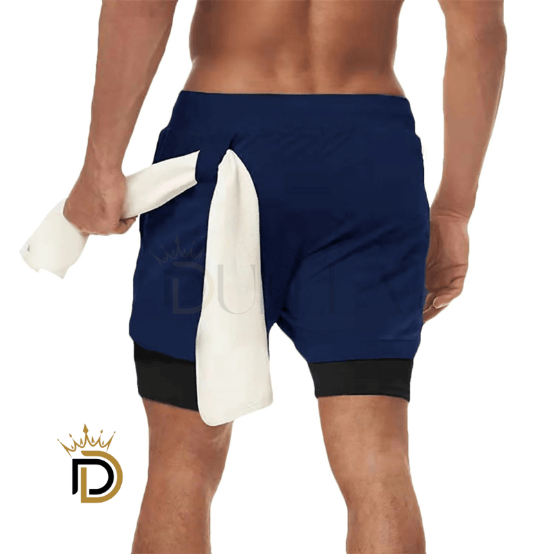 DoubleFit Shorts de Ginástica Masculino 2 EM 1