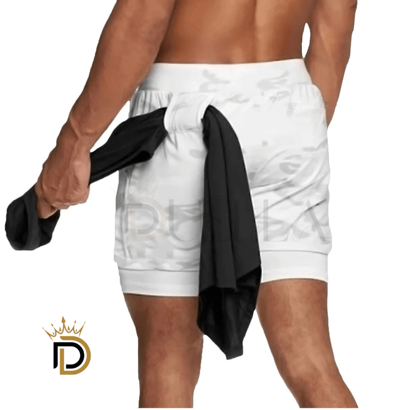 DoubleFit Shorts de Ginástica Masculino 2 EM 1