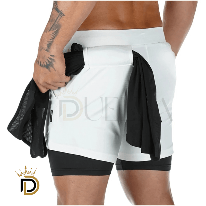 DoubleFit Shorts de Ginástica Masculino 2 EM 1