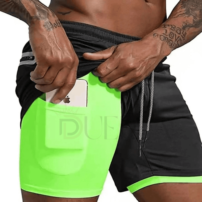 DoubleFit Shorts de Ginástica Masculino 2 EM 1