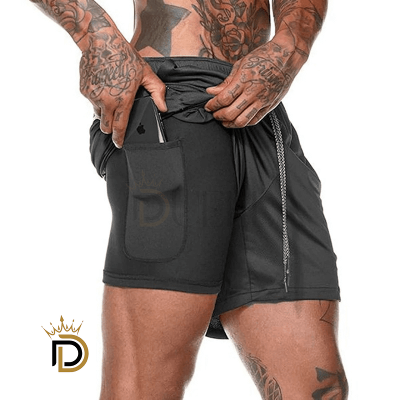 DoubleFit Shorts de Ginástica Masculino 2 EM 1