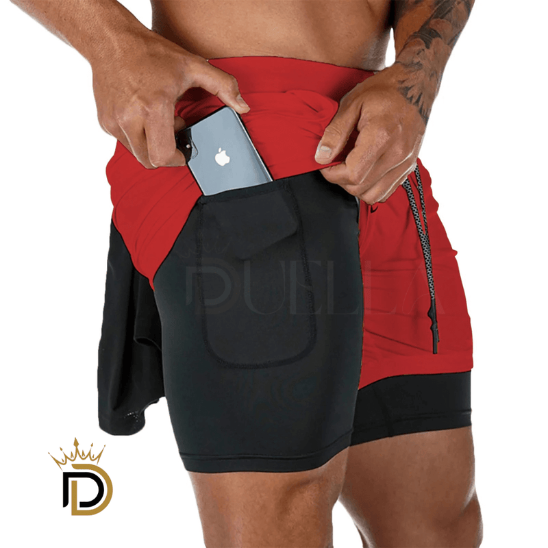 DoubleFit Shorts de Ginástica Masculino 2 EM 1